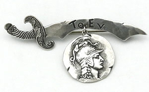 Shiebler Etruscan sterling silver pin